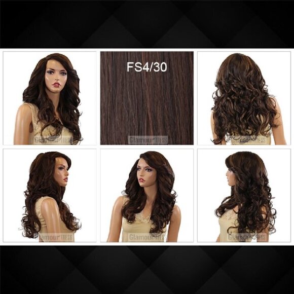 Layered Feathered Synthetic Warm Brown Synthetic Wig - Picture 1 of 7